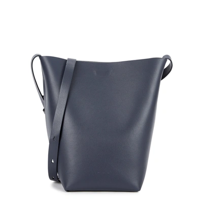 Shop Aesther Ekme Midi Sac Dark Grey Leather Shoulder Bag