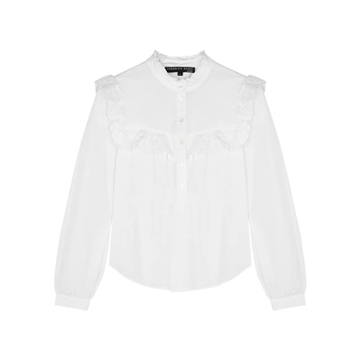 Shop Veronica Beard Sonnet White Ruffle-trimmed Cotton Shirt