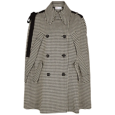 Shop Red Valentino Houndstooth Double-breasted Cape In Black And White