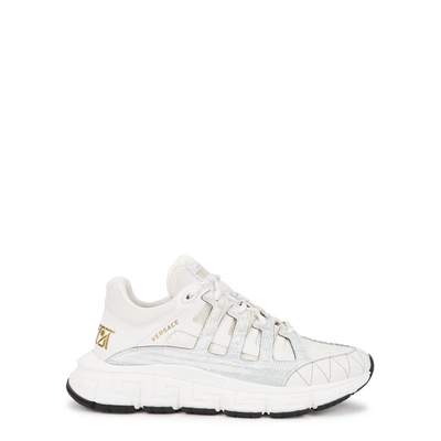 Shop Versace Trigreca White Panelled Sneakers