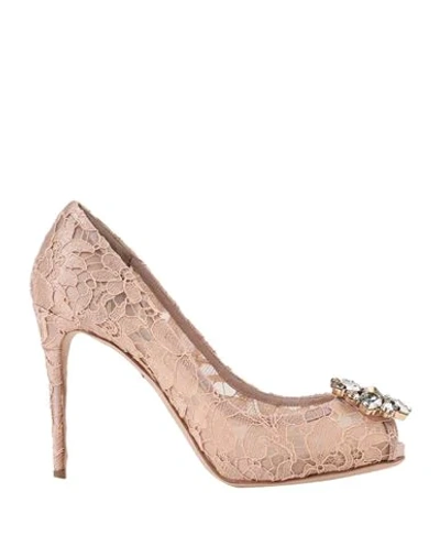 Shop Dolce & Gabbana Woman Pumps Blush Size 6.5 Textile Fibers In Pink