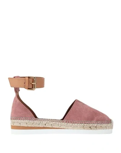 Shop See By Chloé Woman Espadrilles Pastel Pink Size 8 Soft Leather