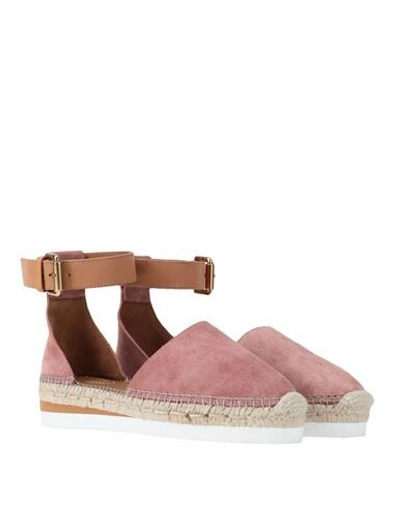 Shop See By Chloé Woman Espadrilles Pastel Pink Size 8 Soft Leather