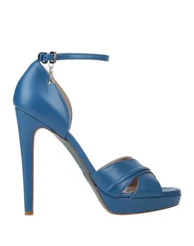Shop Patrizia Pepe Woman Sandals Blue Size 9 Soft Leather