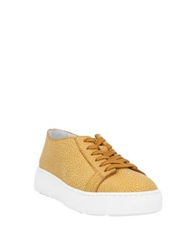 Shop Santoni Woman Sneakers Ocher Size 6 Leather In Yellow