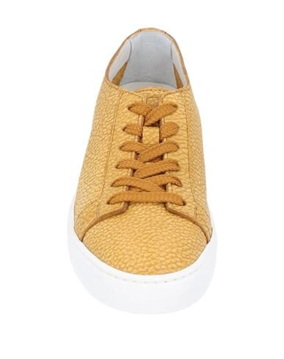 Shop Santoni Woman Sneakers Ocher Size 6 Leather In Yellow