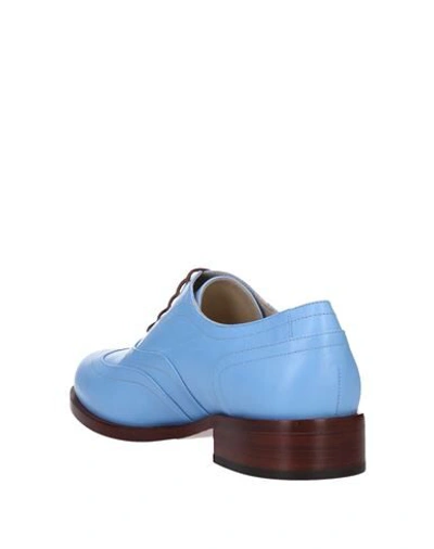 Shop Delpozo Woman Lace-up Shoes Azure Size 7 Soft Leather In Blue