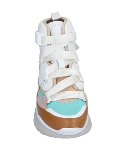 Shop Chloé Woman Sneakers Turquoise Size 5 Calfskin, Cotton, Polyester In Blue