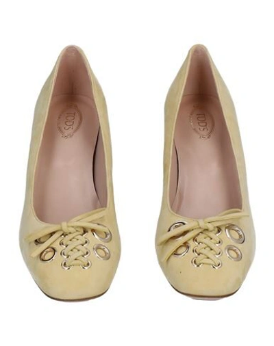 Shop Tod's Woman Pumps Light Yellow Size 5 Soft Leather