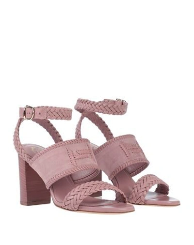 Shop Tod's Woman Sandals Pastel Pink Size 8 Soft Leather