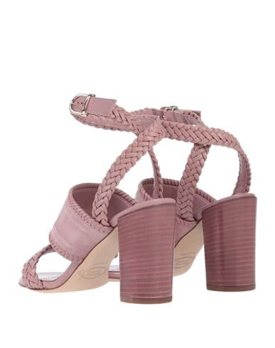 Shop Tod's Woman Sandals Pastel Pink Size 8 Soft Leather