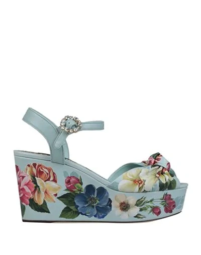 Shop Dolce & Gabbana Woman Sandals Sky Blue Size 4 Calfskin