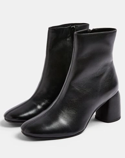 Shop Topshop Bombay Black Leather Heeled Boots Woman Ankle Boots Black Size 6.5 Soft Leather
