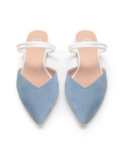 Shop 8 By Yoox Suede Point Toe Mule Woman Mules & Clogs Sky Blue Size 8 Goat Skin