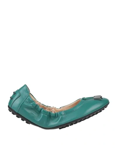 Shop Tod's Woman Ballet Flats Deep Jade Size 5.5 Soft Leather In Green