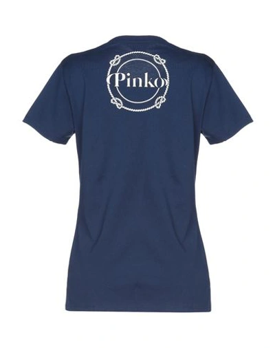 Shop Pinko Uniqueness Woman T-shirt Midnight Blue Size M Cotton, Glass, Aluminum, Brass