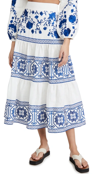 Shop Alexis Deena Skirt In Blue Embroidery