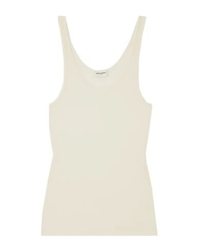 Shop Saint Laurent Tank Tops In Ivory