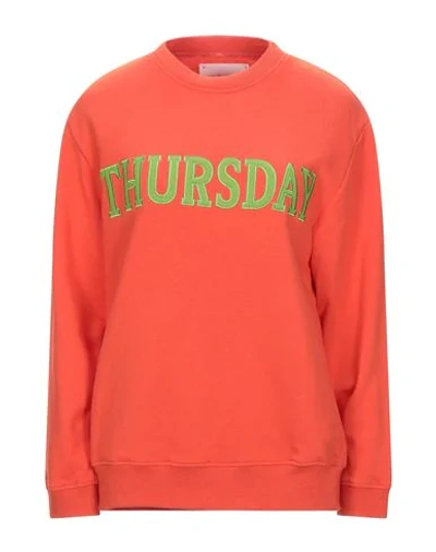 Shop Alberta Ferretti Woman Sweatshirt Orange Size L Cotton