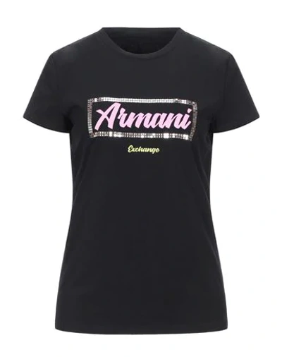 Shop Armani Exchange Woman T-shirt Black Size M Cotton, Elastane