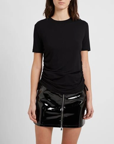 Shop 8 By Yoox Viscose Jersey Side-tie S/sleeve T-shirt Woman T-shirt Black Size Xs Viscose, Elastane