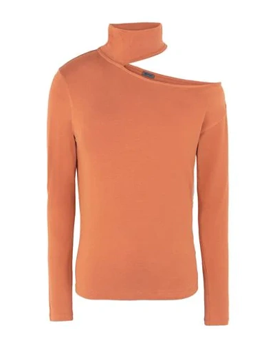 Shop 8 By Yoox Viscose Cut-out L/sleeve Top Woman T-shirt Rust Size L Viscose, Elastane In Red