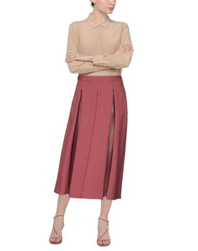 Shop Elisabetta Franchi Woman Midi Skirt Coral Size 2 Viscose, Polyamide, Cotton, Elastane, Polyester In Red