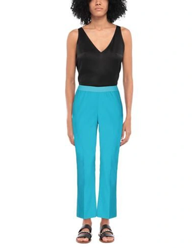 Shop Twinset Woman Pants Turquoise Size 8 Cotton, Elastane, Polyamide In Blue