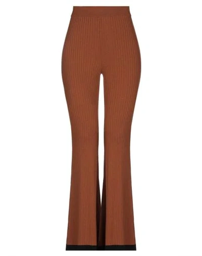 Shop Akep Woman Pants Brown Size 4 Viscose, Wool, Nylon, Elastane