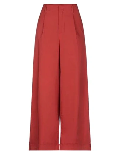 Shop Roberto Collina Woman Pants Brick Red Size S Cotton, Elastane