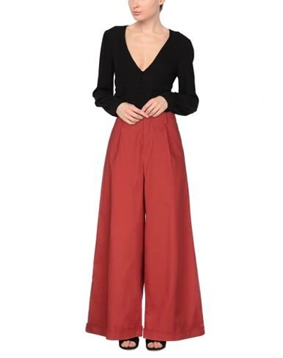 Shop Roberto Collina Woman Pants Brick Red Size S Cotton, Elastane