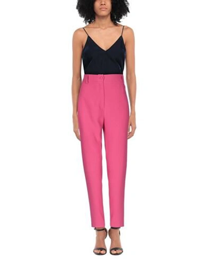 Hebe Studio Pink Cady Trousers In Rubino
