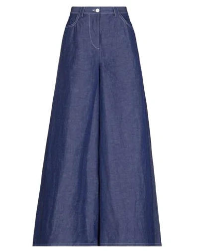 Shop Sunnei Woman Pants Blue Size M Cotton, Linen, Silk