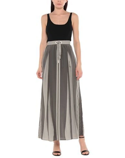 Shop Lorena Antoniazzi Woman Long Skirt Lead Size 8 Viscose, Silk, Cotton, Polyester In Grey