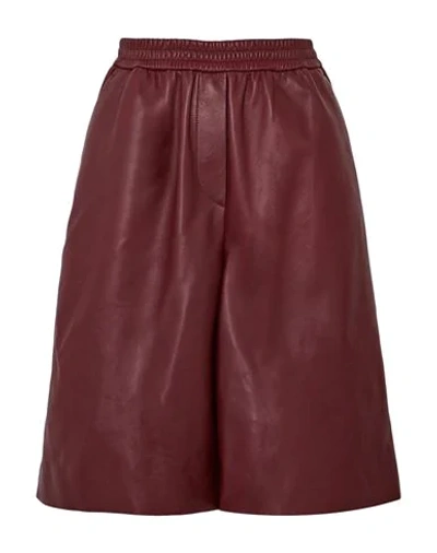 Shop Joseph Woman Shorts & Bermuda Shorts Burgundy Size 6 Lambskin In Red