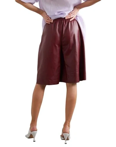 Shop Joseph Woman Shorts & Bermuda Shorts Burgundy Size 6 Lambskin In Red