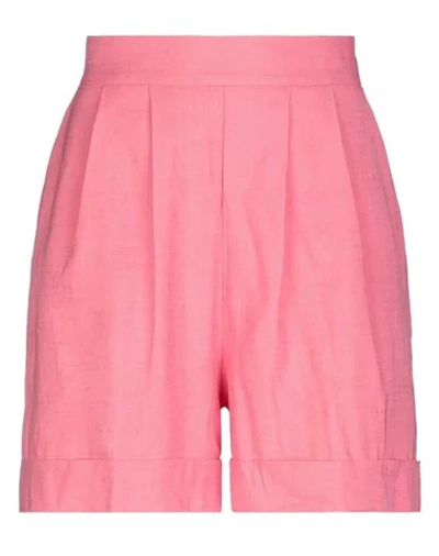 Hebe Studio Woman Shorts & Bermuda Shorts Pink Size 6 Linen, Viscose, Elastane In Pink