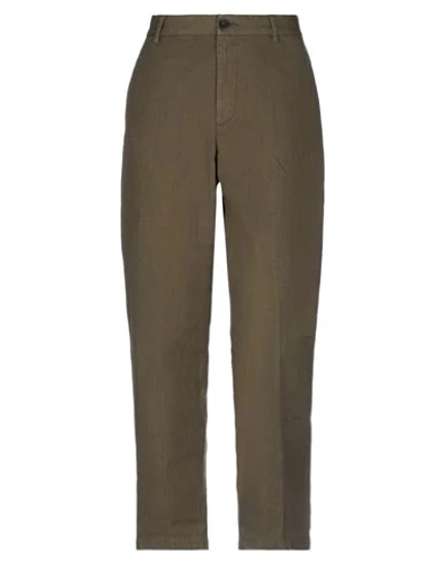 Shop Pence Woman Pants Military Green Size 8 Cotton, Linen