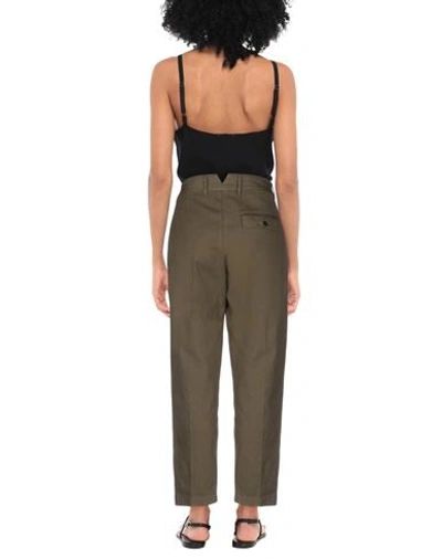 Shop Pence Woman Pants Military Green Size 8 Cotton, Linen
