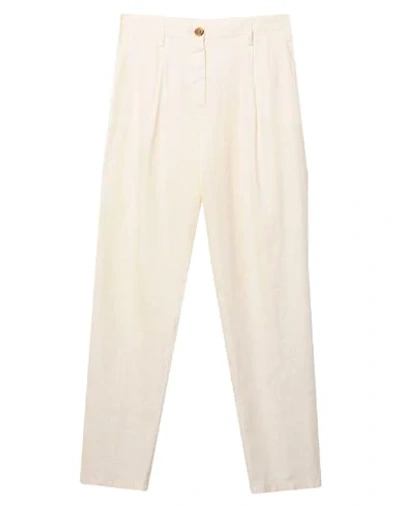 Shop Manila Grace Woman Pants White Size 10 Linen