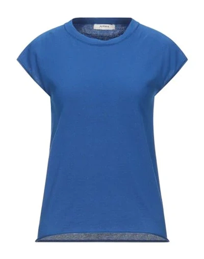 Shop Alpha Studio Woman Sweater Blue Size 6 Cotton