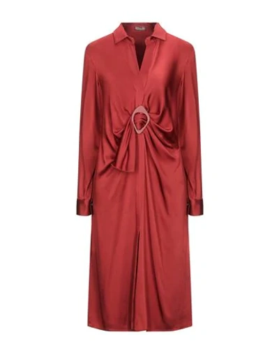 Shop Maliparmi Malìparmi Woman Midi Dress Brick Red Size 10 Acetate, Viscose