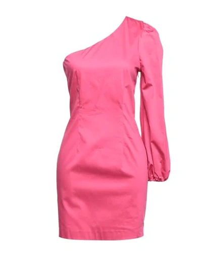 Shop Twinset Woman Mini Dress Fuchsia Size 10 Cotton, Modal, Elastane In Pink