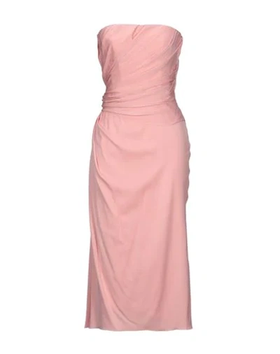 Shop Dolce & Gabbana Woman Midi Dress Pink Size 12 Silk, Elastane