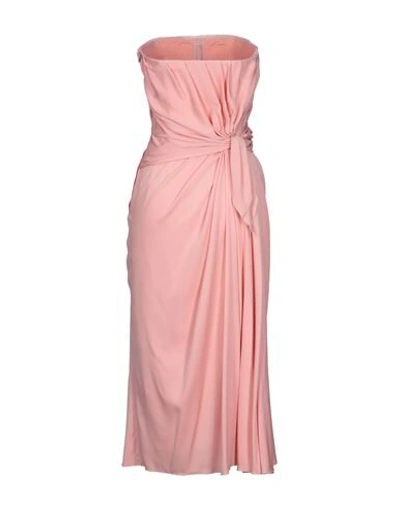 Shop Dolce & Gabbana Woman Midi Dress Pink Size 12 Silk, Elastane