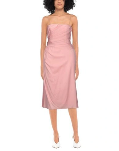 Shop Dolce & Gabbana Woman Midi Dress Pink Size 12 Silk, Elastane