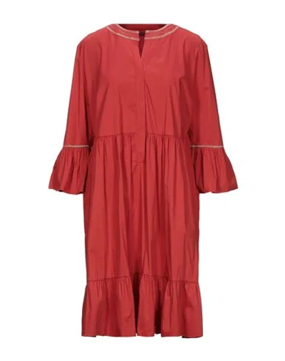 Shop D-exterior Knee-length Dresses In Brick Red