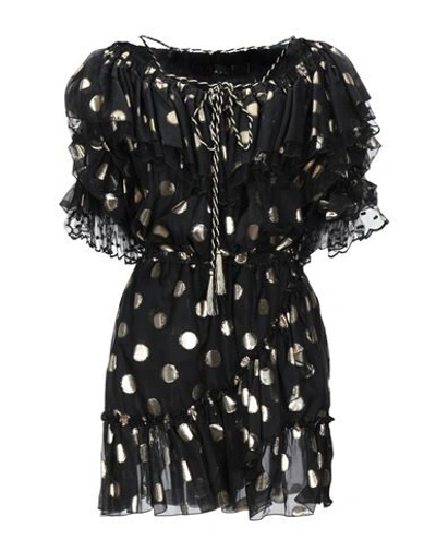 Shop Dundas Woman Mini Dress Black Size 6 Silk, Metallic Fiber, Polyamide, Polyester, Viscose