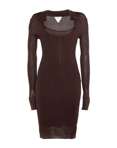 Shop Bottega Veneta Woman Midi Dress Dark Brown Size 6 Silk