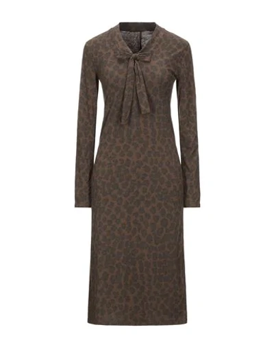 Shop Majestic Filatures Woman Midi Dress Brown Size 1 Cotton, Cashmere, Elastane
